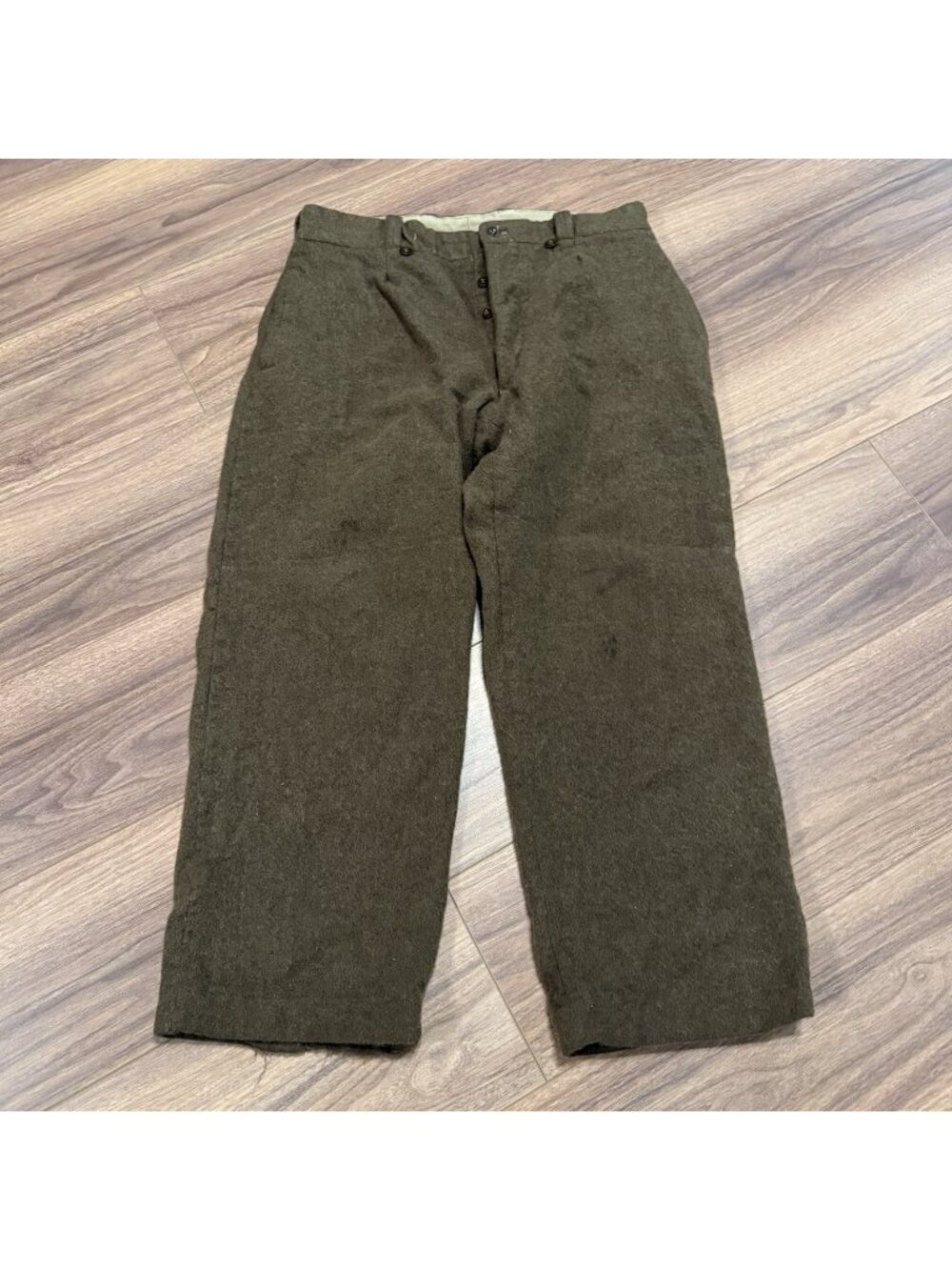 Vintage Military Wool Pants Mens 34x28 Green